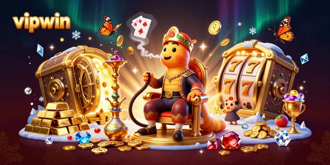 Engage in thrilling action at vipwin with a vibrant 3D casino scene filled with treasures and excitement.