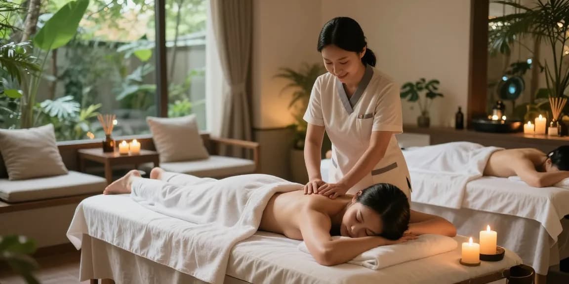Experience the ultimate 성남출장마사지 in a tranquil spa, featuring a therapist and serene ambiance.