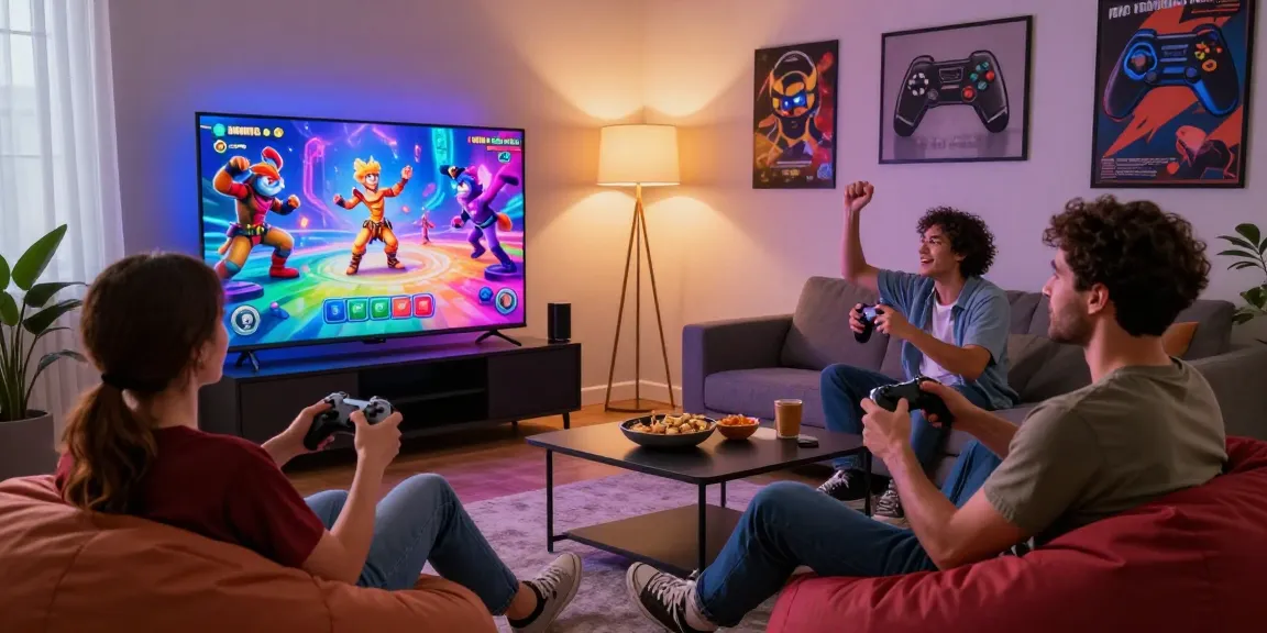Group playing free porn games together in a cozy living room