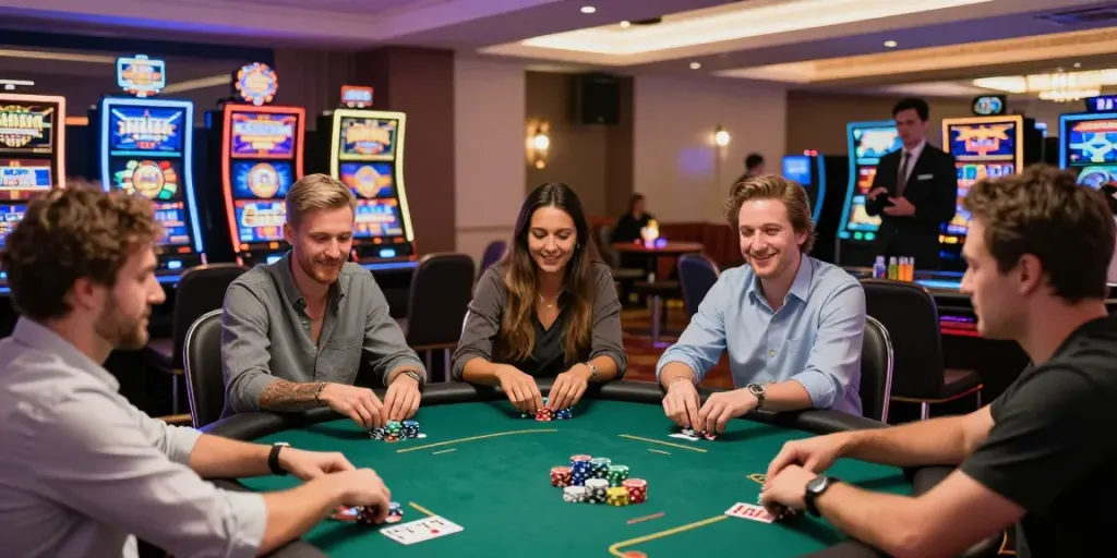 Engaging scene at http://sin88-onl.com/ highlighting players enjoying casino games in a lively environment.