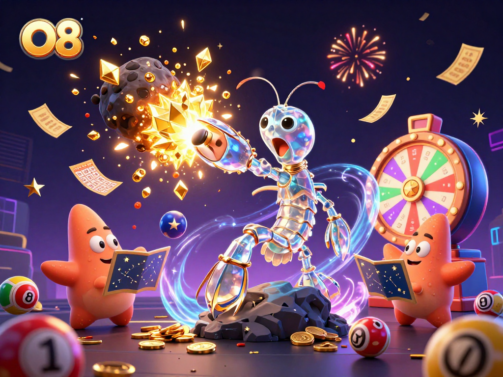 Experience O8's thrilling gaming with vibrant jackpots, golden gems, and exciting lottery action.