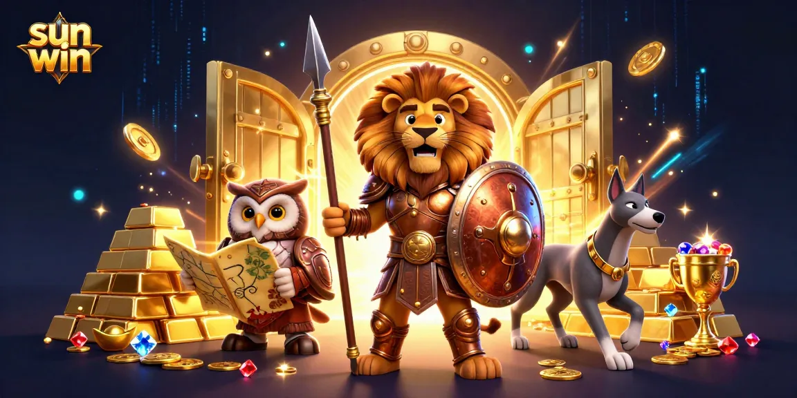 Engage with sun win's vibrant 3D casino scene featuring rich elements and dynamic characters.
