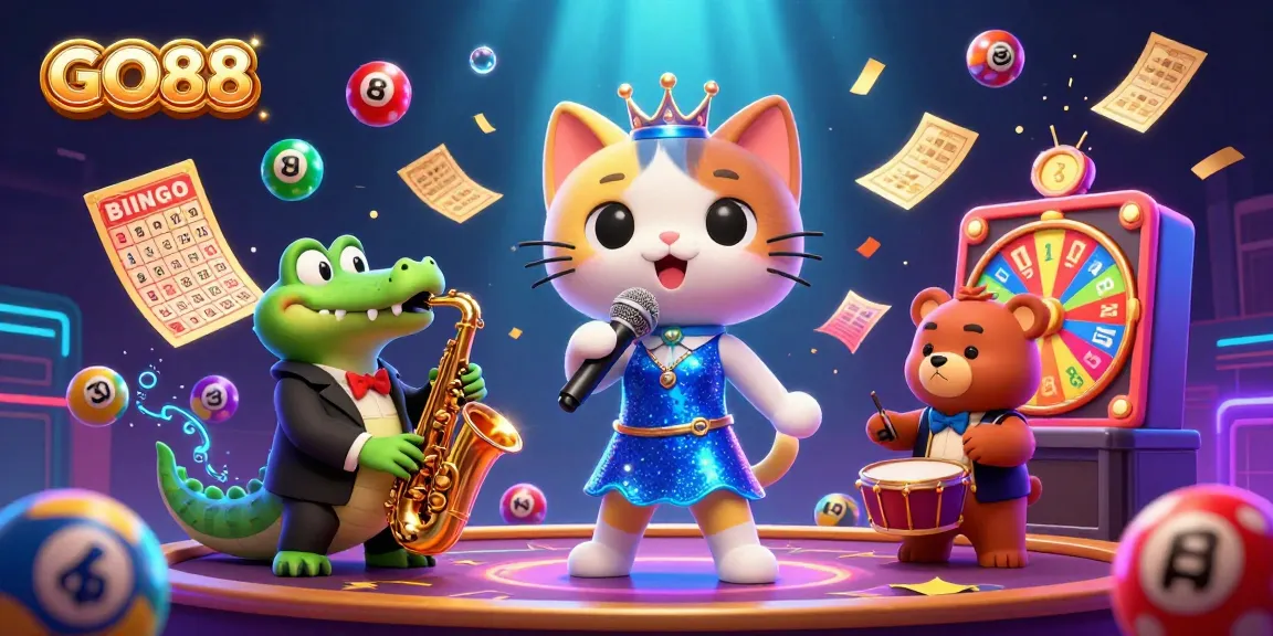 Experience the excitement of GO88's dynamic casino atmosphere with animated characters and thrilling game elements.