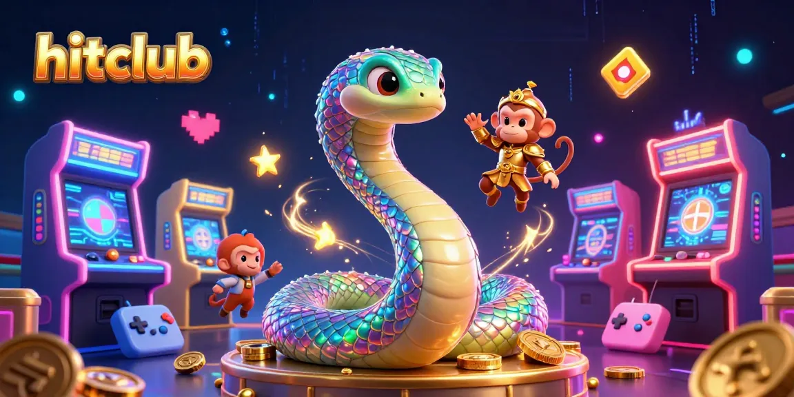 Experience the thrill of hitclub with a vibrant 3D illustration showcasing dynamic gaming action and charming characters.